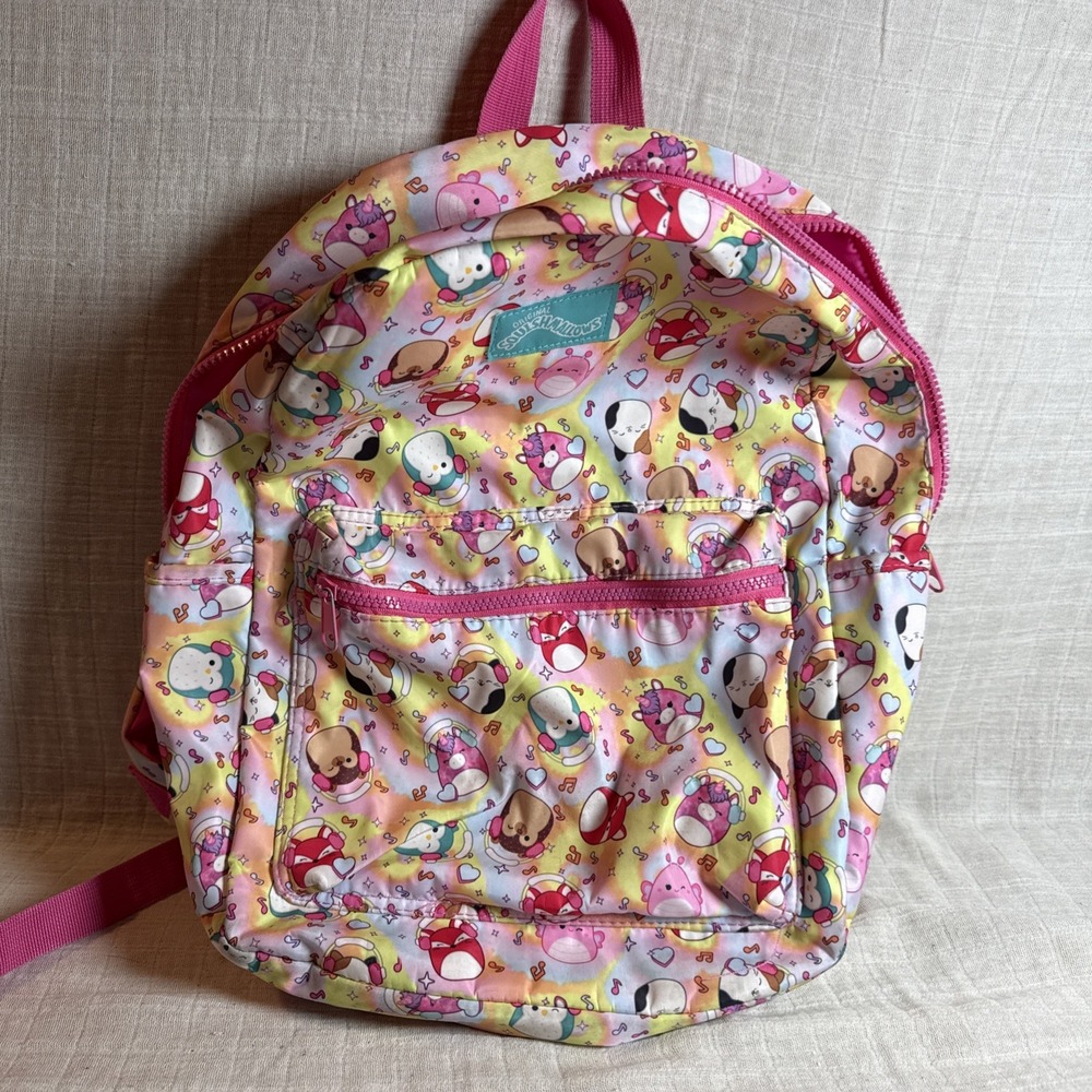 Squishmallows All-Over Print Large Kids Backpack Multicolor Pink, Zip Pockets
